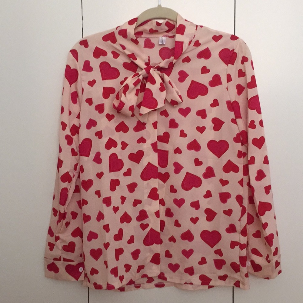 Heart Printed Crepe Blouse